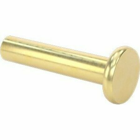 BSC PREFERRED Brass Flat Head Solid Rivets 1/8 Diameter for 0.563 Maximum Material Thickness, 100PK 97500A120